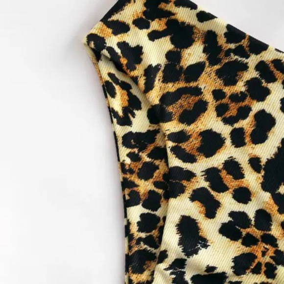 ZAFUL Leopard Knotted Ribbed High Waisted Tankini Swimwear - L NEVER WORN - Picture 3 of 6